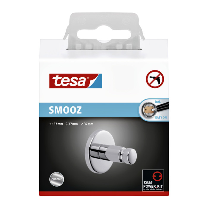 Handdoekhaak tesa® Smooz hoogglans verchroomd metaal zelfklevend