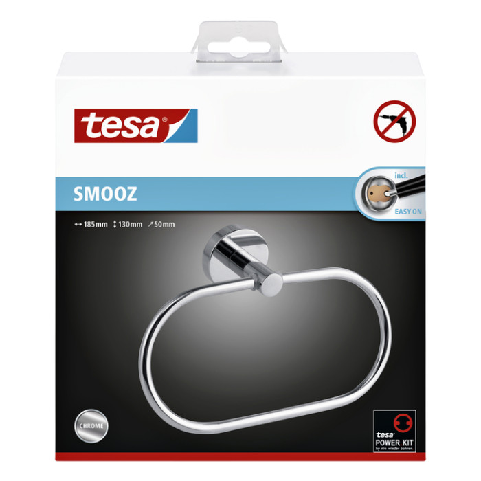Handdoekring tesa® Smooz hoogglans verchroomd metaal zelfklevend