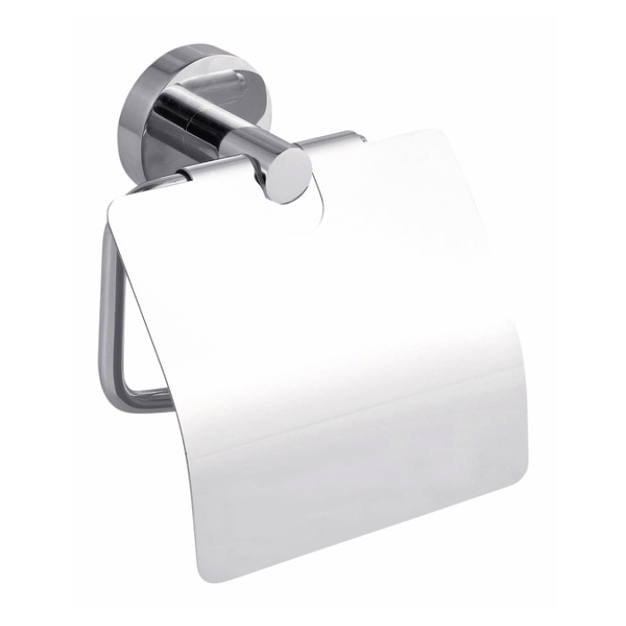 Toiletrolhouder met deksel tesa® Smooz hoogglans verchroomd metaal zelfklevend