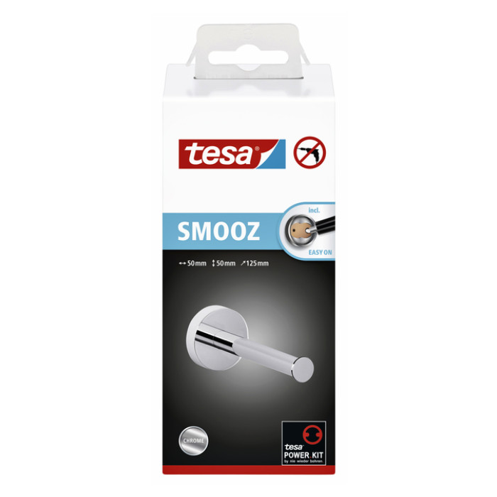 Reserverolhouder tesa® Smooz hoogglans verchroomd metaal zelfklevend