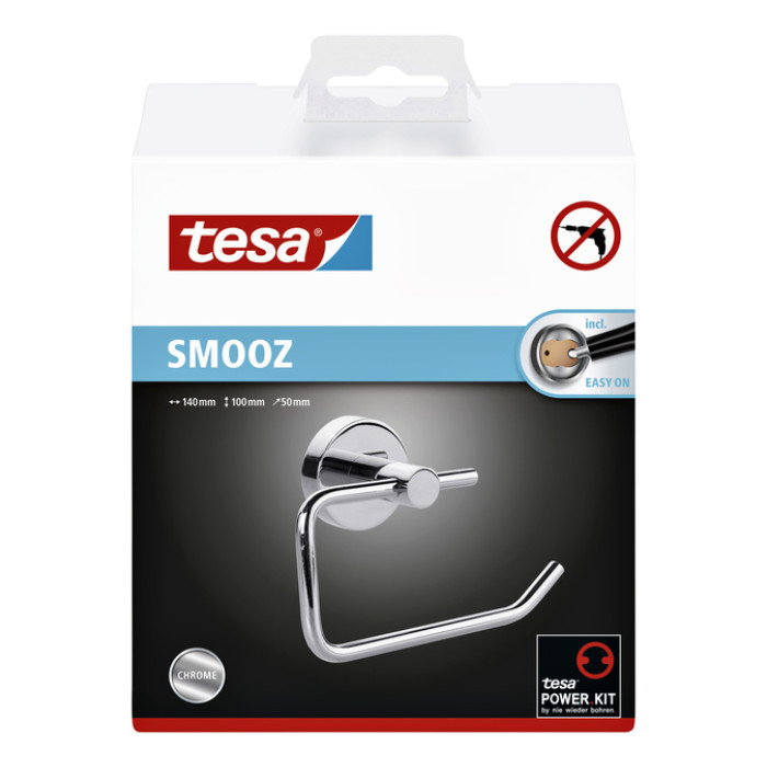 Toiletrolhouder tesa® Smooz hoogglans verchroomd metaal zelfklevend
