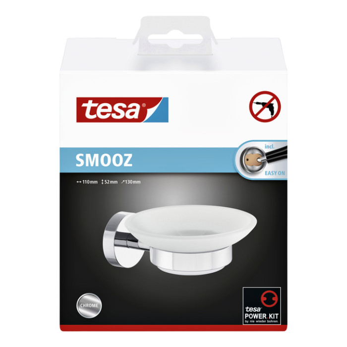 Zeephouder tesa® Smooz hoogglans verchroomd metaal zelfklevend
