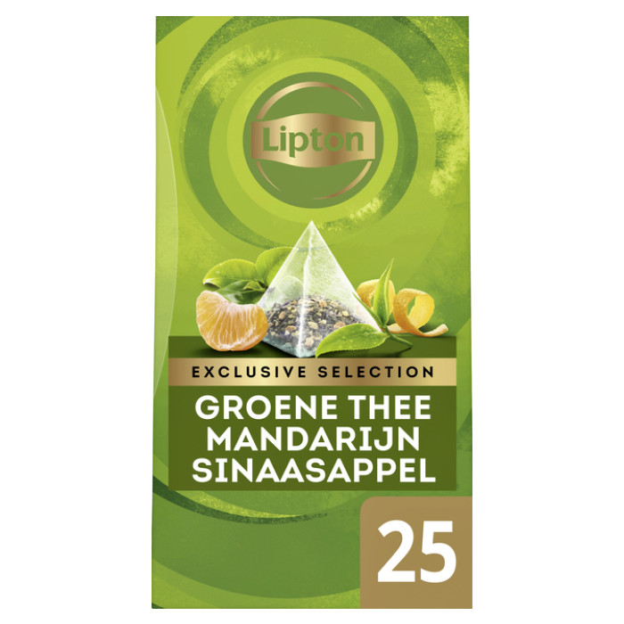 Thee Lipton Exclusive groene thee mandarijn sinaasappel 25 pramidezakjesx2gr