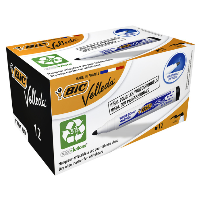 Whiteboardmarker Bic Velleda 1701 rond large zwart