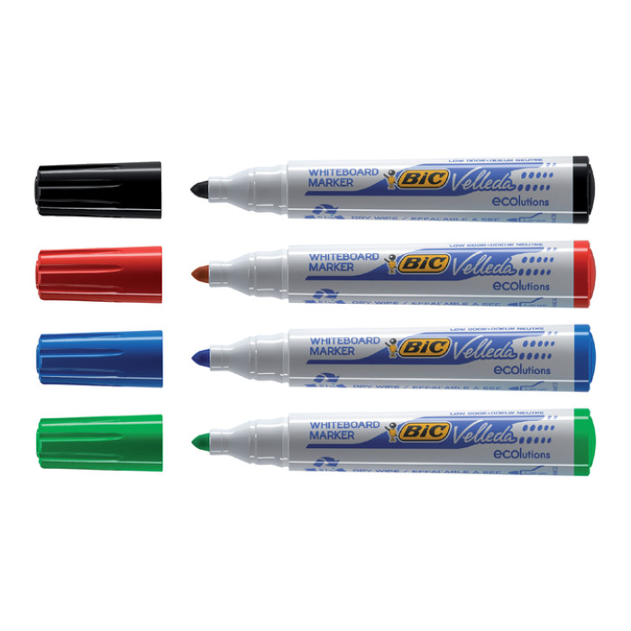 Whiteboardmarker Bic Velleda 1701 rond large assorti doos à 4 stuks