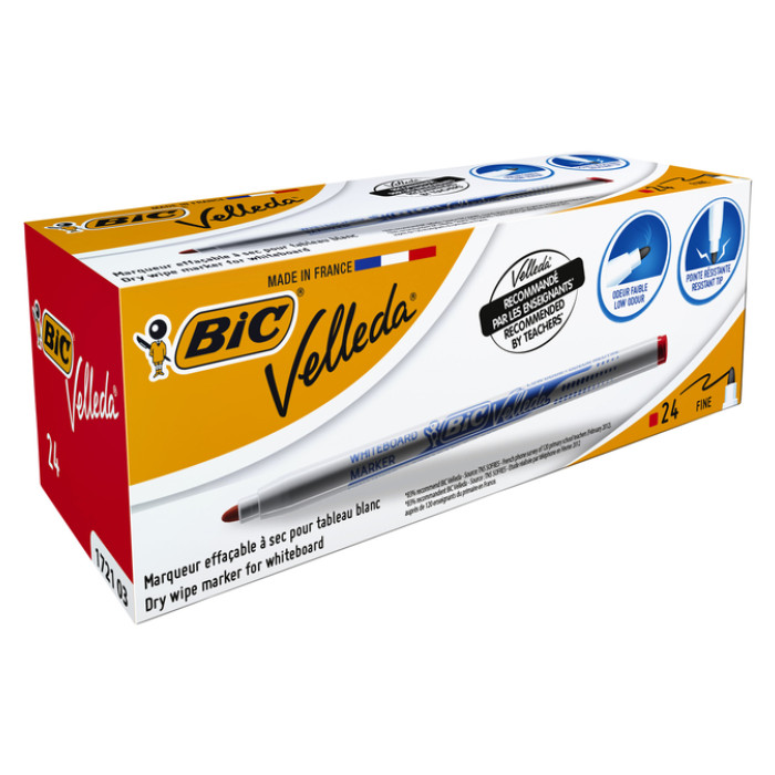 Whiteboardmarker Bic Velleda 1721 rond fijn rood