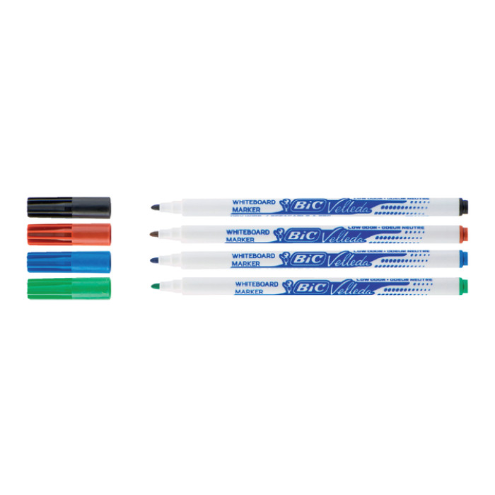 Whiteboardmarker Bic Velleda 1721 rond fijn assorti set à 4 stuks
