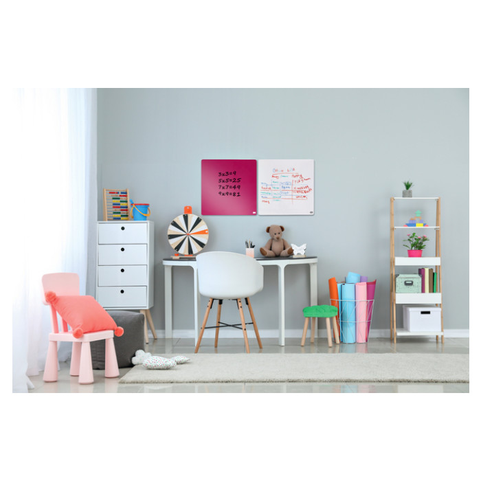 Whiteboard Nobo tegel 36x36cm roze magnetisch