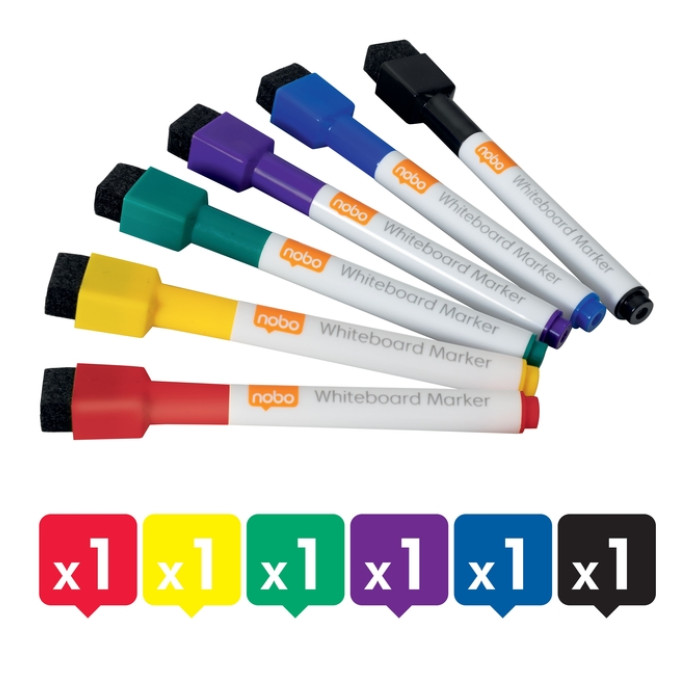 Whiteboardmarker Nobo mini assorti 6 stuks