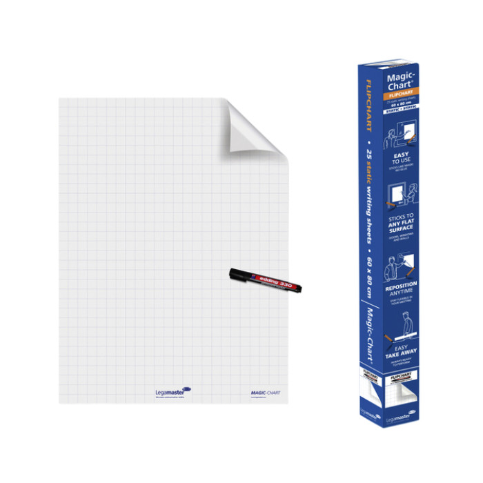 Magic-Chart Legamaster flipchart 600x800mm wit met ruit 25 vel
