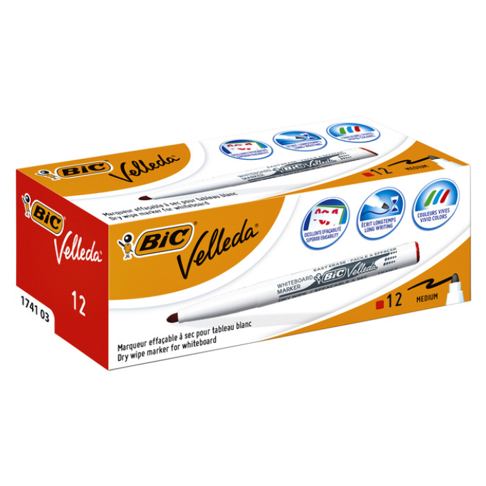 Whiteboardmarker Bic Velleda 1741 rond medium rood