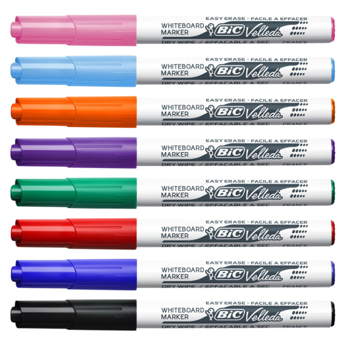 Whiteboardmarker Bic Velleda 1748 rond medium assorti blister à 8st