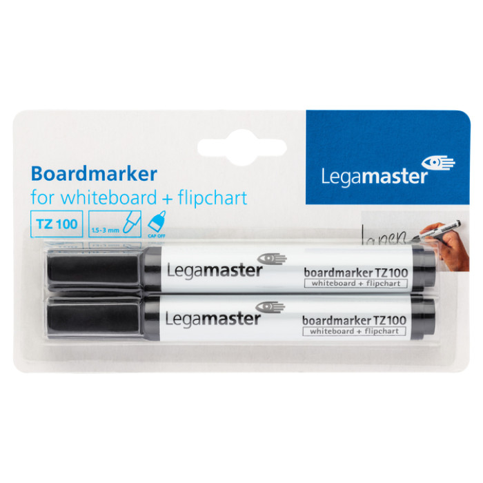 Whiteboardmarker Legamaster TZ 100 rond 1.5-3mm zwart blister à 2 stuks