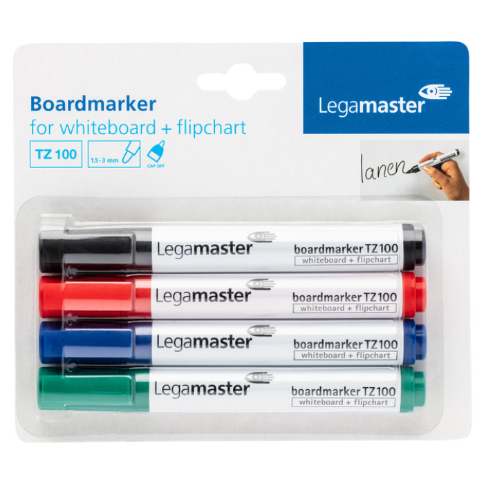 Whiteboardmarker Legamaster TZ 100 rond 1.5-3mm assorti blister à 4 stuks
