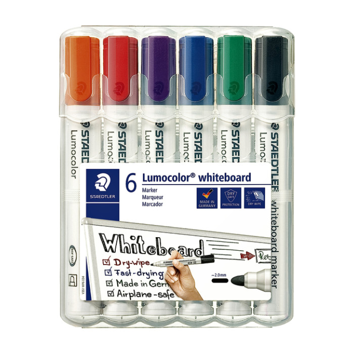 Whiteboardmarker Staedtler Lumocolor 351 set à 6 stuks standaard assorti
