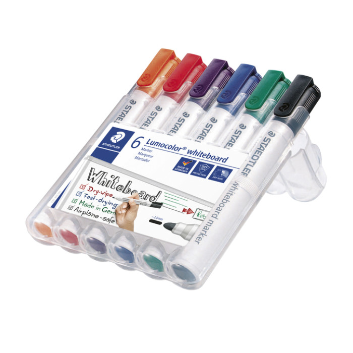 Whiteboardmarker Staedtler Lumocolor 351 set à 6 stuks standaard assorti