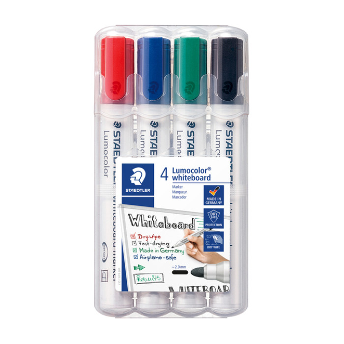 Whiteboardmarker Staedtler Lumocolor 351 set à 4 stuks standaard assorti