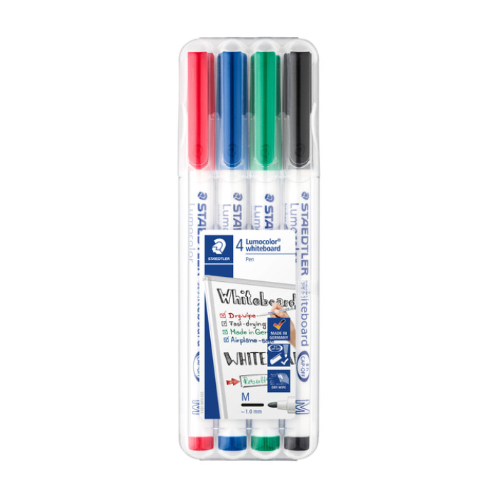 Whiteboardmarker Staedtler 301 rond assorti 1mm 4stuks