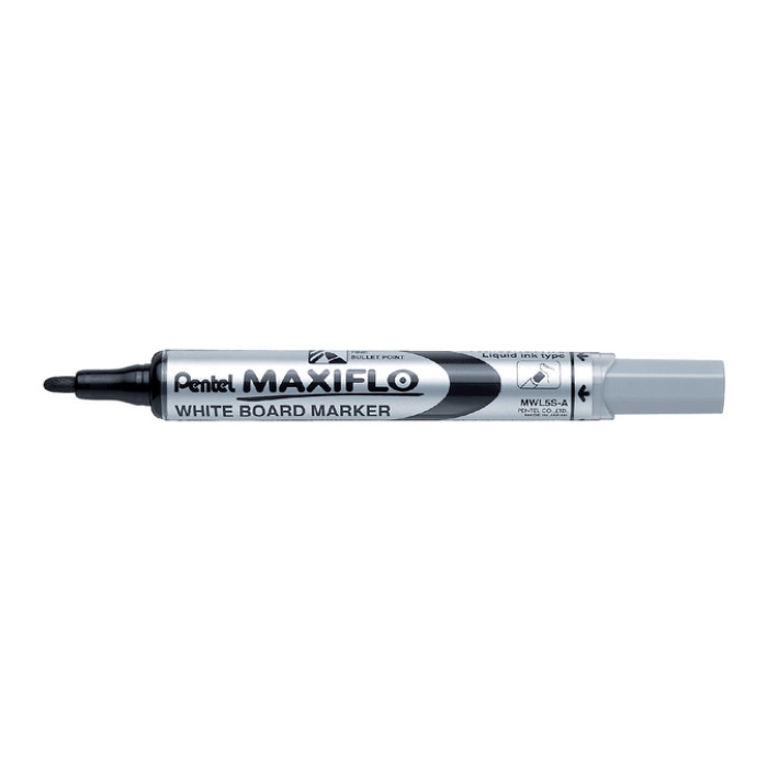 Whiteboardmarker Pentel MWL5S Maxiflo rond 1mm zwart