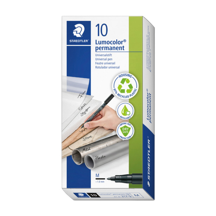 Viltstift Staedtler Lumocolor 317 permanent M zwart