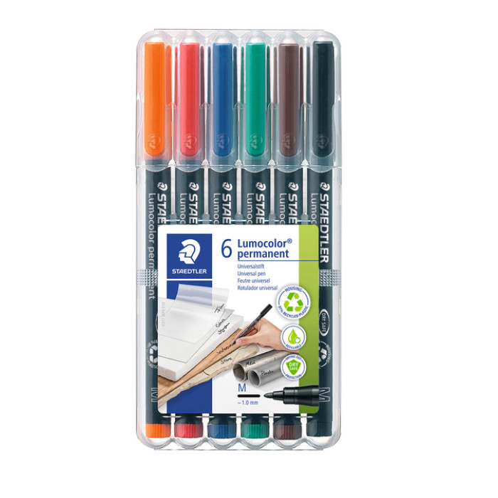 Viltstift Staedtler Lumocolor 317 permanent M set à 6 stuks