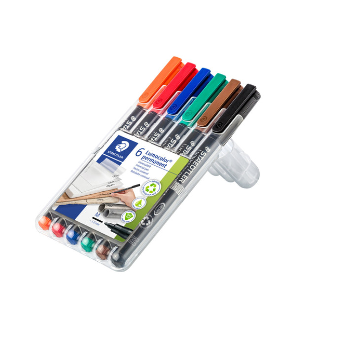 Viltstift Staedtler Lumocolor 317 permanent M set à 6 stuks