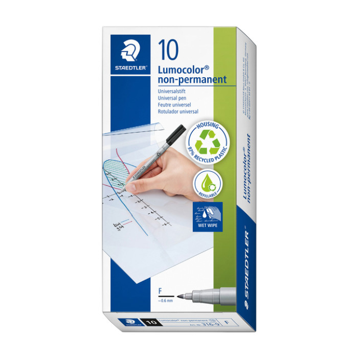 Viltstift Staedtler Lumocolor 316 non permanent F zwart