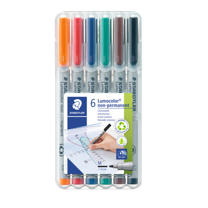 Viltstift Staedtler Lumocolor 315 non permanent M set à 6 stuks assorti