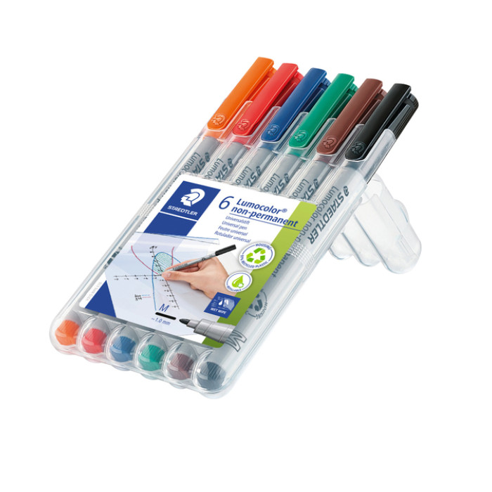Viltstift Staedtler Lumocolor 315 non permanent M set à 6 stuks assorti