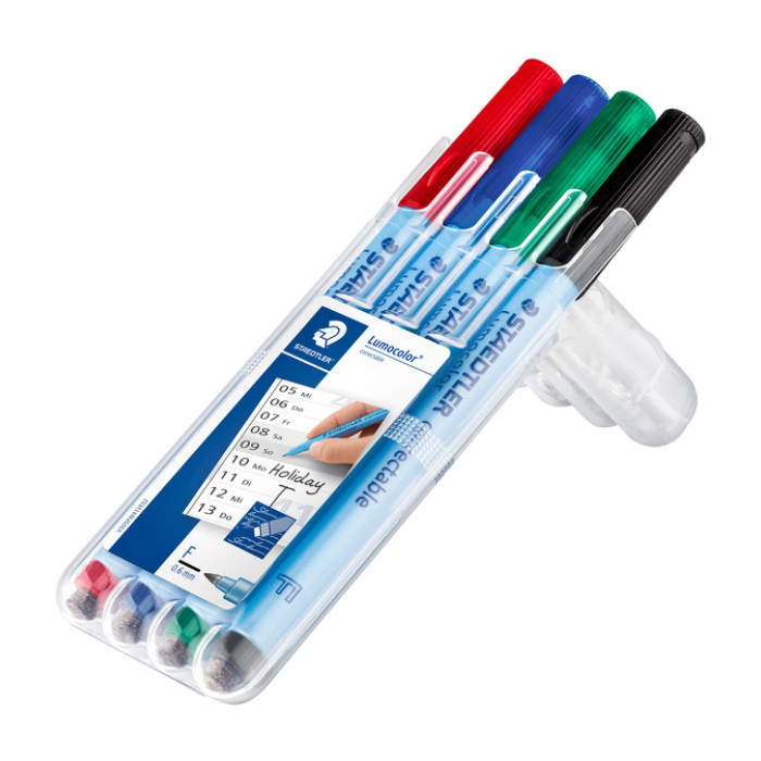 Viltstift Staedtler Lumocolor 305 non permanent correctable F set à 4 stuks