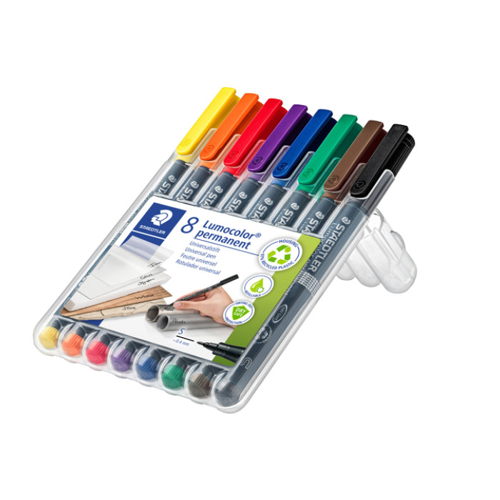 Viltstift Staedtler Lumocolor 313 permanent S set à 8 stuks assorti