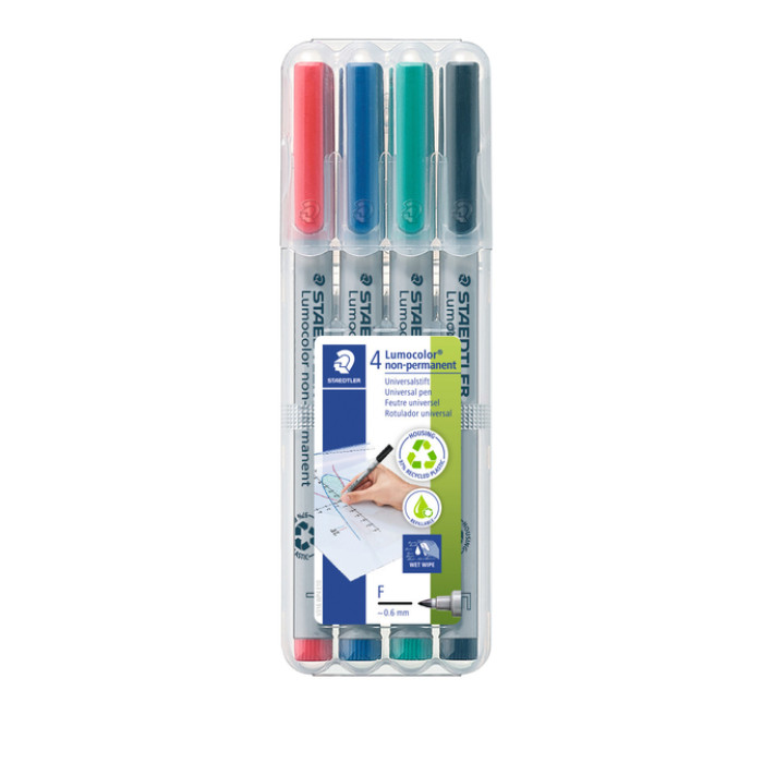 Viltstift Staedtler Lumocolor 316 non permanent F set à 4 stuks assorti