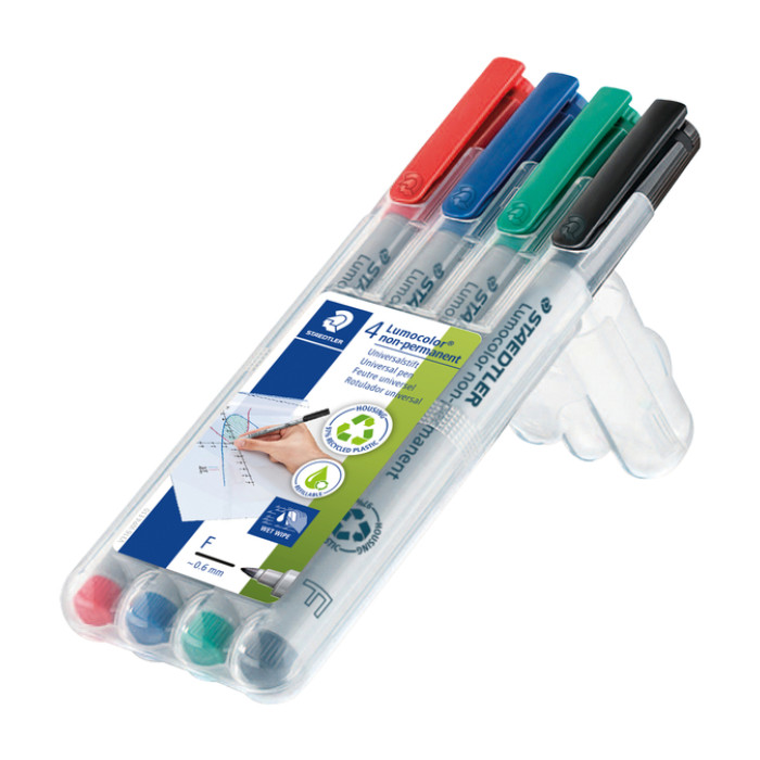 Viltstift Staedtler Lumocolor 316 non permanent F set à 4 stuks assorti