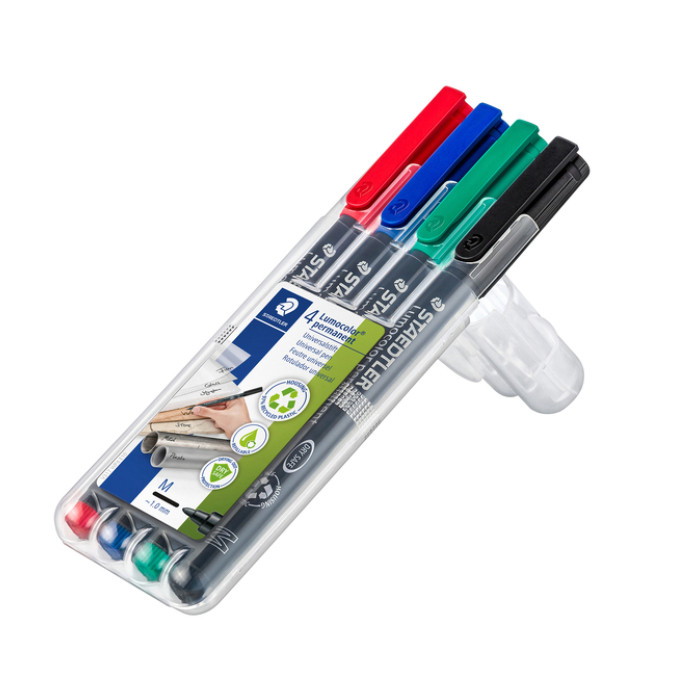 Viltstift Staedtler Lumocolor 317 permanent M set à 3 +1 stuk gratis