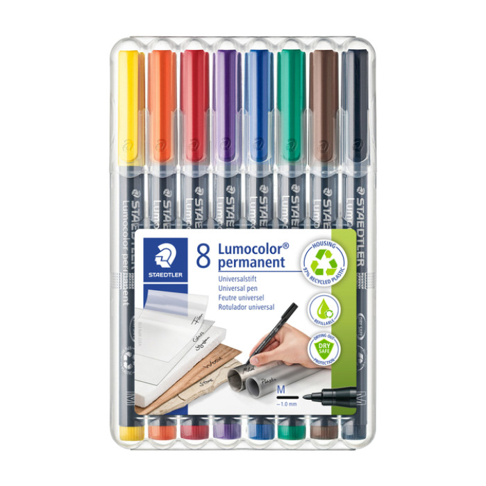 Viltstift Staedtler Lumocolor 317 permanent M set à 8 stuks