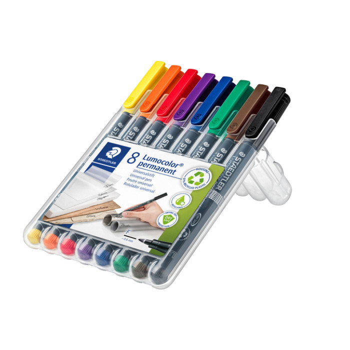 Viltstift Staedtler Lumocolor 318 permanent F set à 8 stuks assorti