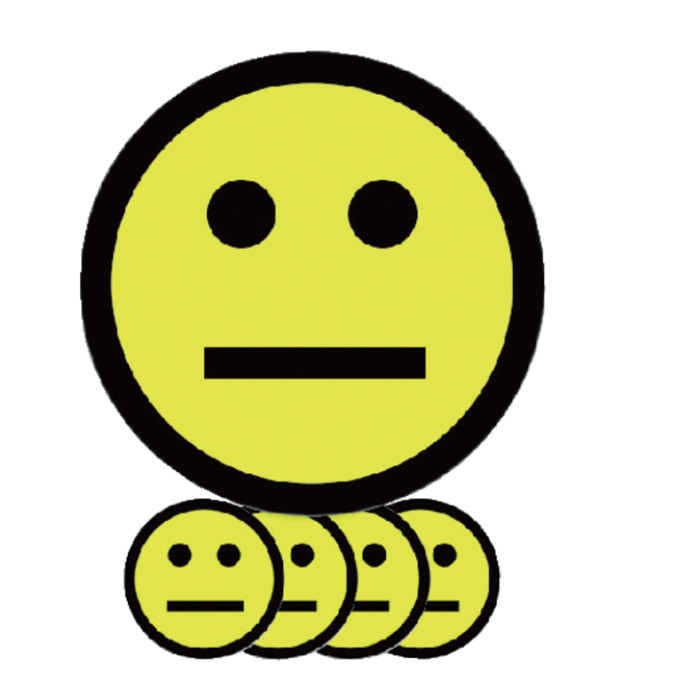 Magneet smiley 50mm emotie neutraal geel 5 stuks