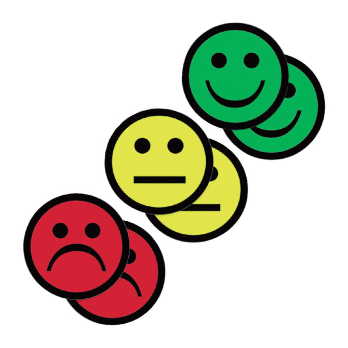 Magneet smiley 50mm emotie neutraal geel 5 stuks