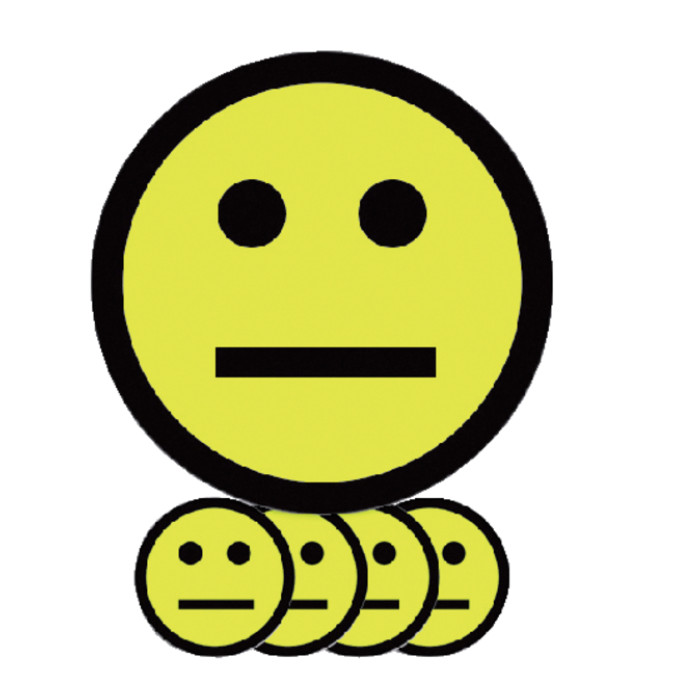 Magneet smiley 75mm emotie neutraal geel 5 stuks