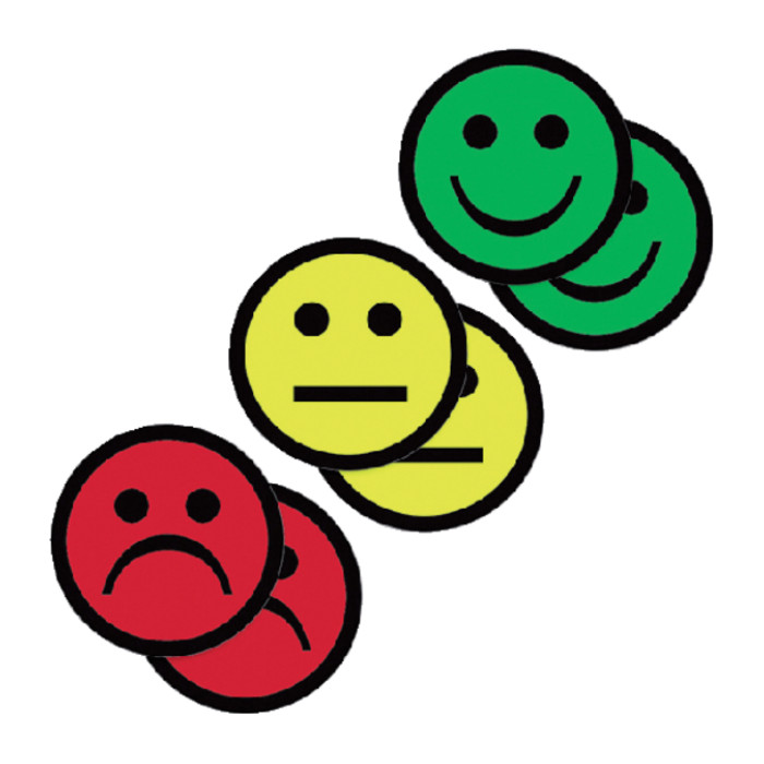 Magneet smiley 25mm 2x geel 2x groen 2x rood