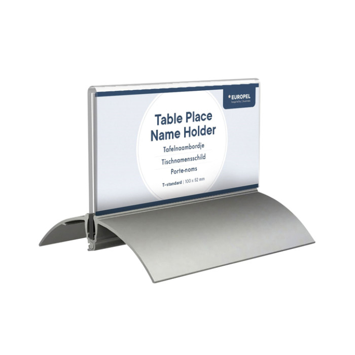Tafelnaambord Europel 52x100mm acryl aluminium 2 stuks