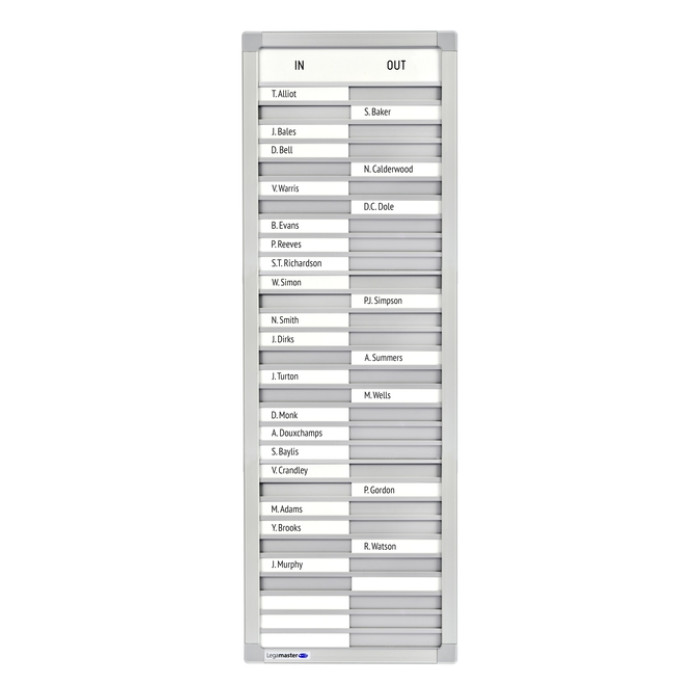 Aan-afwezigheidsbord Legamaster 770x260mm 30 namen