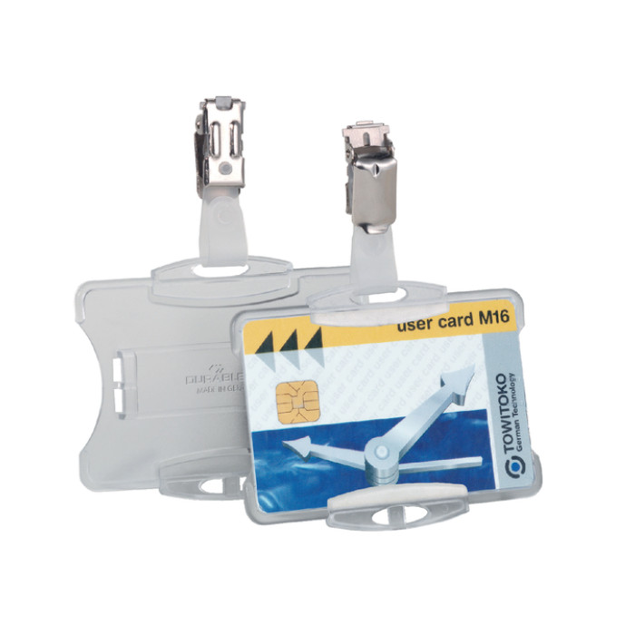 Veiligheidspashouder Durable 8118 open met clip 54x85mm
