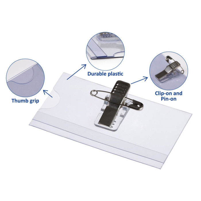 Badge Europel met clip en speld 75x40mm 24st