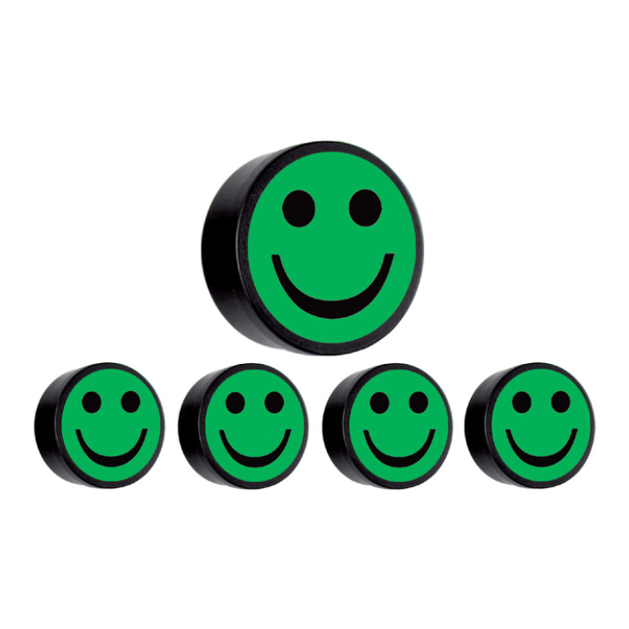 Magneet smiley 35mm groen 5 stuks