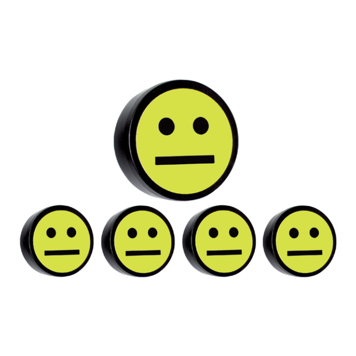 Magneet smiley 35mm geel 5 stuks