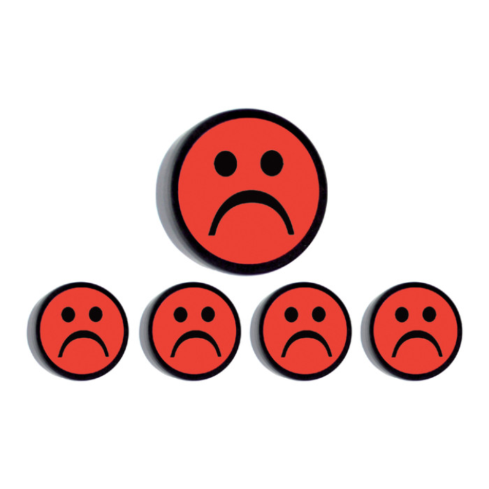 Magneet smiley 35mm rood 5 stuks