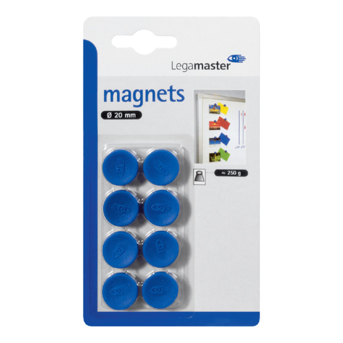 Magneet Legamaster 20mm 250gr blauw 8 stuks