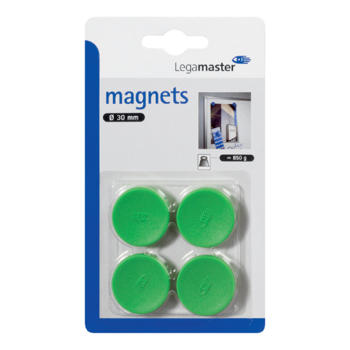 Magneet Legamaster 30mm 850gr groen 4 stuks