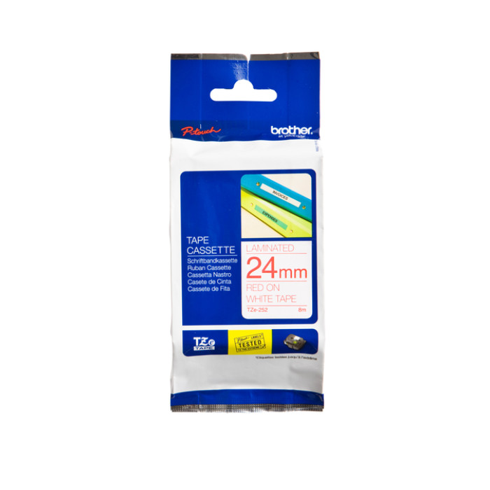 Labeltape Brother P-touch TZe-252 standaard 24mm rood op wit